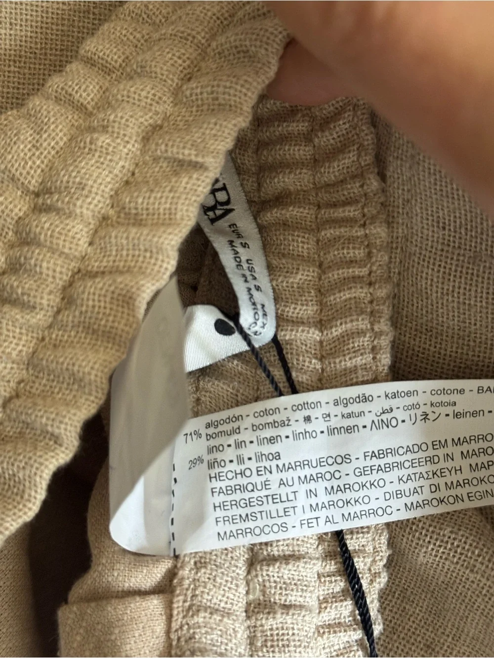 Zara Linen Blend Pants Sand S NWT